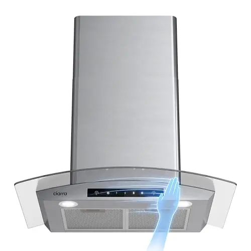 CIARRA CAS75502 stainless steel wall mount range hood with soft touch control