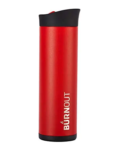 BURNOUT Temperature-Regulating Coffee Mug with Lid, 16 oz in red