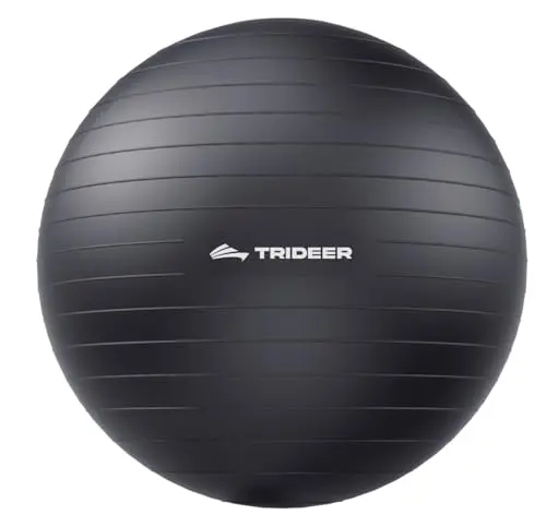Trideer Black Yoga Ball with non-slip stripes for pregnancy and fitness