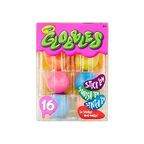 Crayola 16-pack of colorful, sticky, squishy Globble balls in a tub