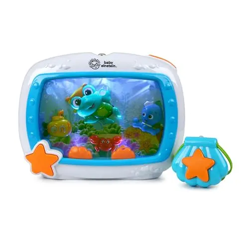Baby Einstein Sea Dreams Soother crib toy attached to a crib rail