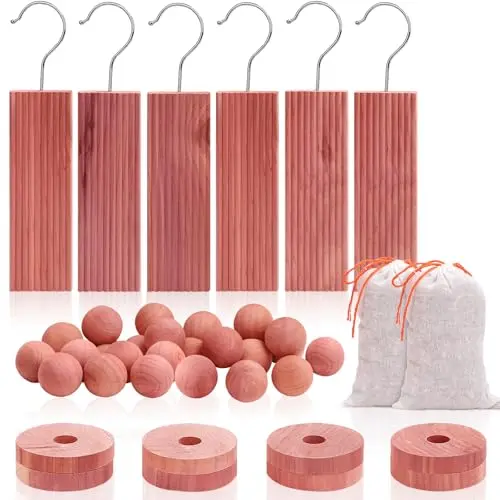 Homode assorted cedar blocks, balls, and rings for closet storage