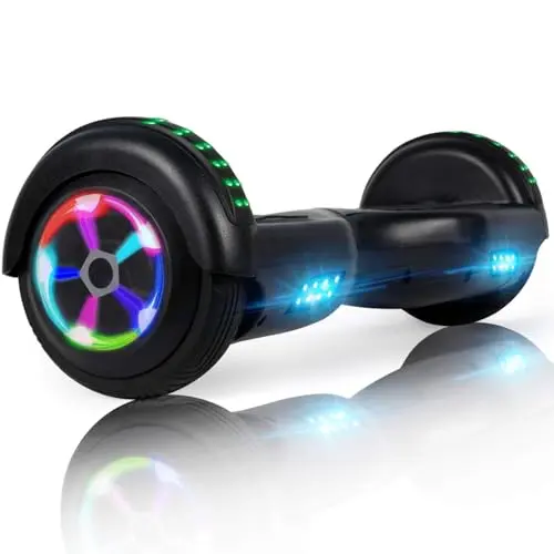 LIEAGLE black hoverboard for kids with safety certification and LED lights