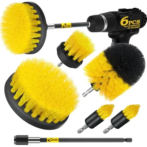 Holikme 6-piece set of nylon drill brush attachments in various shapes