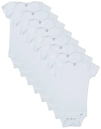 Gerber white short sleeve baby onesies in an 8-pack