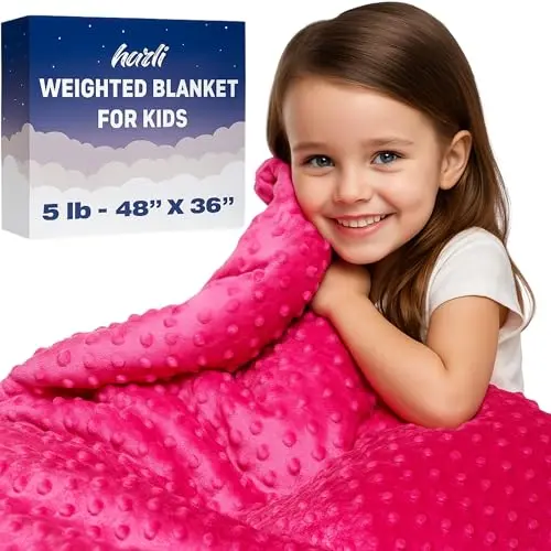 HAZLI super-soft kids weighted blanket with pink minky cover