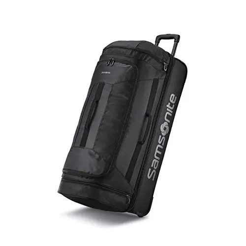 Samsonite Andante Black Wheeled Duffel with inline skate wheels and end pockets