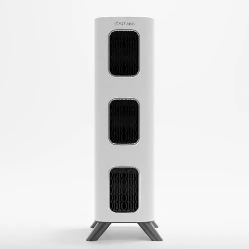 Air Oasis iAdaptAir 2.0 air purifier standing tall with a modern cylindrical design.