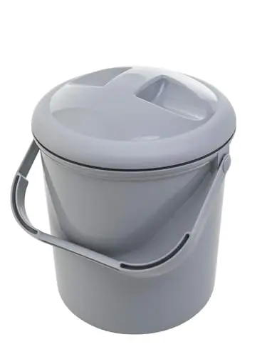 Rotho Babydesign stone grey simple plastic nappy pail with handle