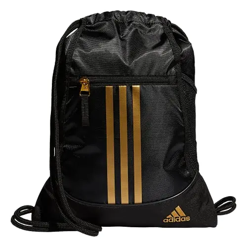 Adidas Alliance drawstring sackpack in black with white stripes