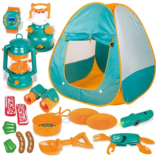 FUN LITTLE TOYS Pop Up Play Tent with camping accessories for kids