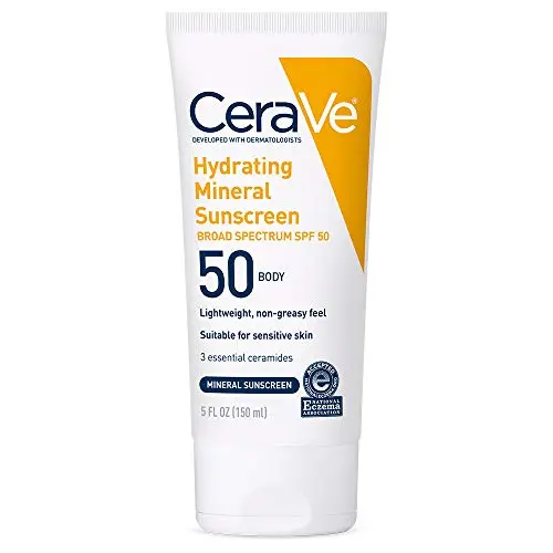CeraVe 100% Mineral Sunscreen SPF 50 with hyaluronic acid