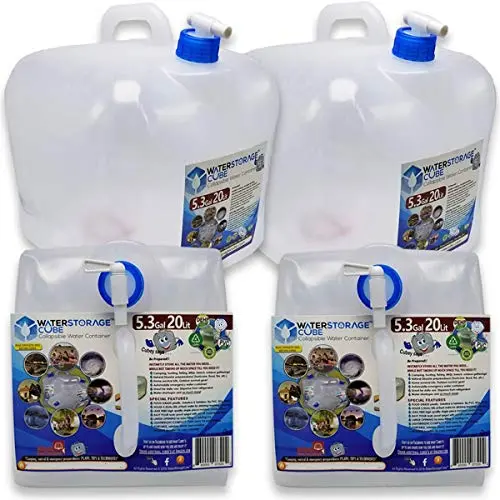 WaterStorageCube collapsible transparent water container with spigot