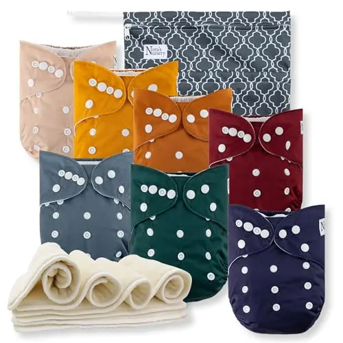 Nora's Nursery 7-pack cloth diapers set in neutral colors