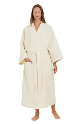 Monarch Diamond Waffle Spa Kimono Robe, featuring diamond-patterned waffle knit and kimono collar