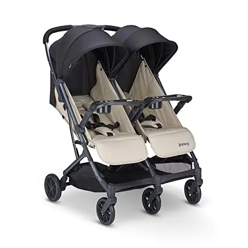 Joovy Kooper X2 lightweight sand-colored side-by-side double stroller