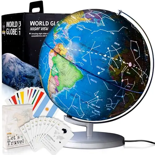 SMART WALLABY illuminated educational globe with card game for kids