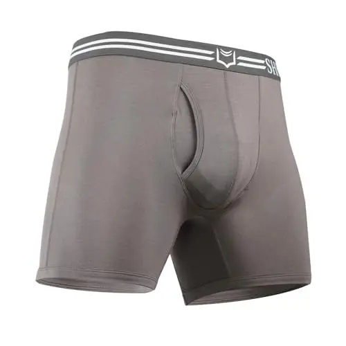 SHEATH 4.0 Modal Dual Pouch Boxer Briefs in gray and white with 5-inch inseam