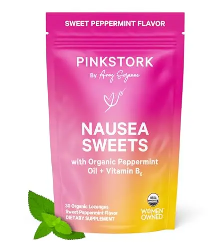 Pink Stork Organic Peppermint Sweets in a small, discreet bag.