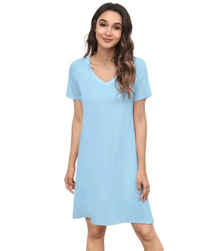WiWi short sleeve nightgown in pale blue
