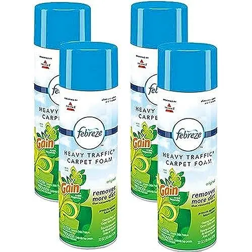 BISSELL Heavy Traffic Carpet Foam can with Gain scent on a living room carpet