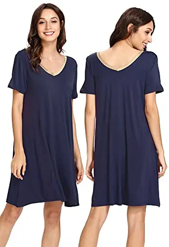 WiWi short sleeve nightgown in navy color