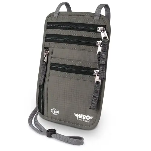 HERO Neck Wallet RFID blocking travel passport holder