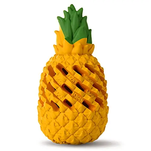 M.C.works orange pineapple-shaped dog toy made of durable rubber