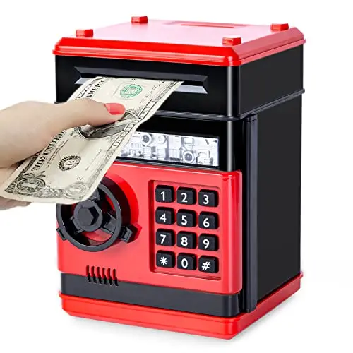 Refasy electronic piggy bank and ATM for kids with password protection