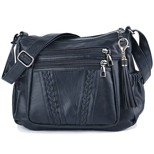 ELDA soft PU leather crossbody bag for women with multiple pockets
