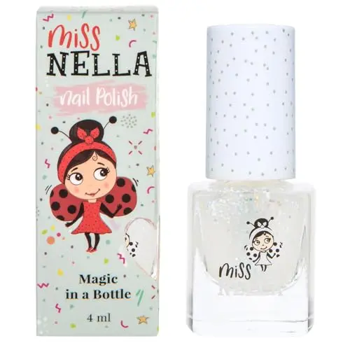 MISS NELLA CONFETTI CLOUDS clear glitter nail polish for kids in a small bottle