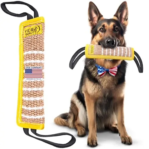 YES4QUALITY jute fabric dog tug toy with two handles