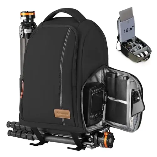 TARION TB04 black 15L camera backpack with attached rain cover