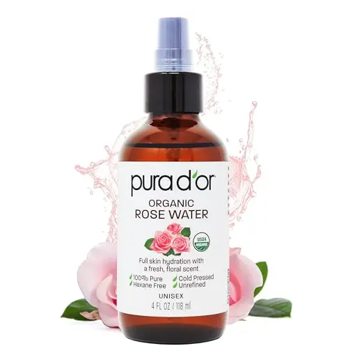 PURA D'OR Organic Rose Water Toner bottle for face