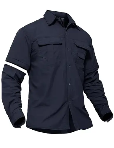TACVASEN Men's long sleeve tactical shirt with convertible sleeves