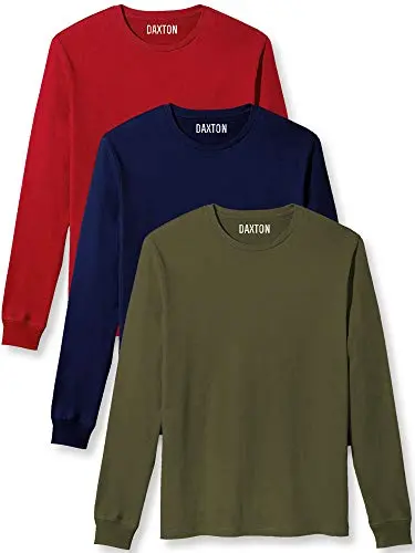 Daxton Premium Long Sleeve T-Shirt 3-pack in Red, Navy, and Olive