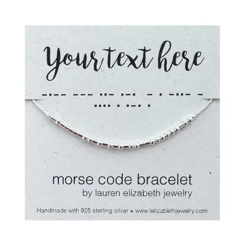 Sterling silver personalized morse code bracelet with silver and glass beads