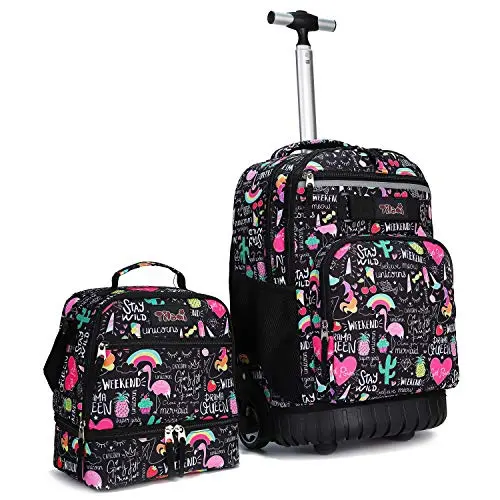 Tilami rolling backpack bundle including a matching insulated lunch bag