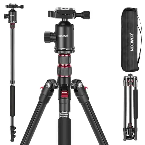 NEEWER 77-inch aluminum tripod with ball head, shown fully extended