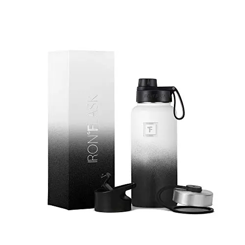 IRON FLASK insulated stainless steel water bottle with three lids in Day & Night color