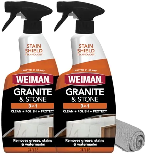 Weiman Granite Cleaner and Polish twin pack with microfiber towel