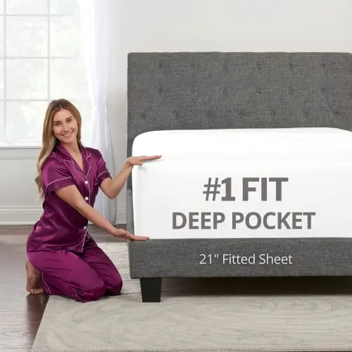 DeaLuxe super deep pocket twin XL fitted sheet in bright white