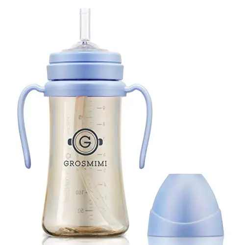 GROSMIMI Sky Blue spill-proof straw cup with rotating handles