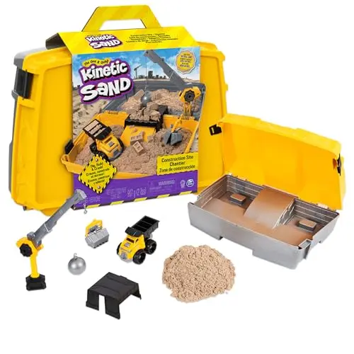 Kinetic Sand Construction Site folding sandbox with crane and truck