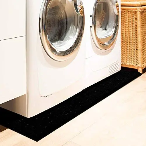 Solid black thick rubber mat for washer and dryer