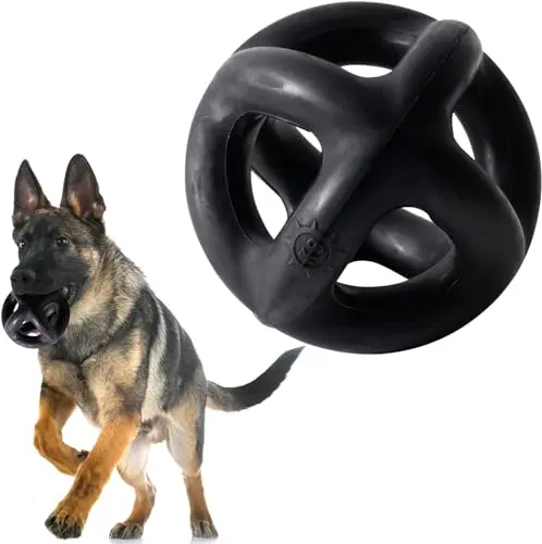 Monster K9 black rubber ring ball dog toy for aggressive chewers