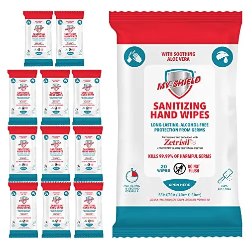 My-Shield sanitizing hand wipes travel pack with long-lasting protection