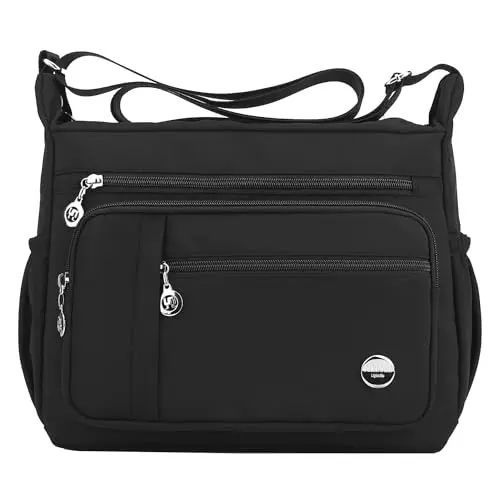 MINTEGRA women's shoulder handbag in black with many exterior and interior pockets