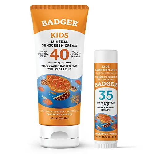 Badger Kids Mineral Sunscreen Combo pack with cream and face stick