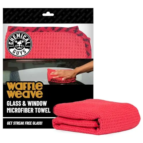 Chemical Guys red waffle weave microfiber drying towel for glass